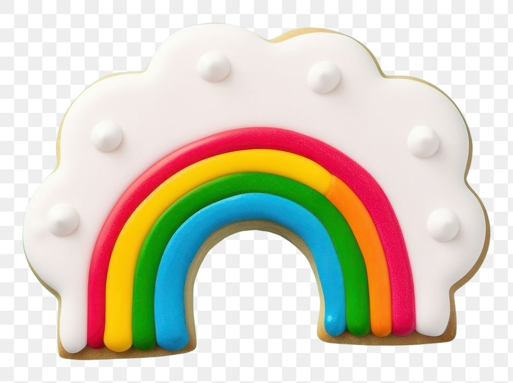 PNG Rainbow icing dessert cookie. AI generated Image by rawpixel.