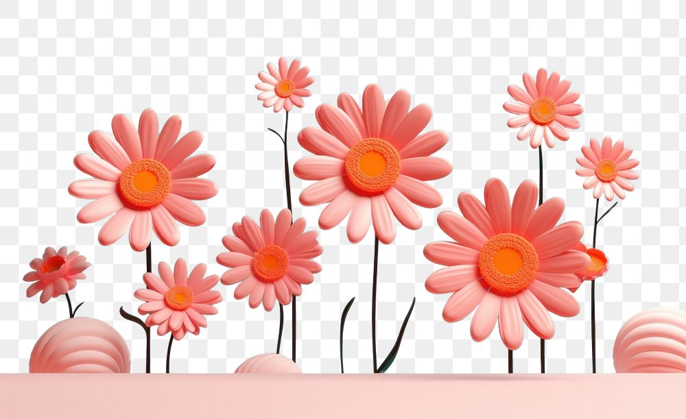 PNG Memphis design of minimal daisy background asteraceae blossom flower.