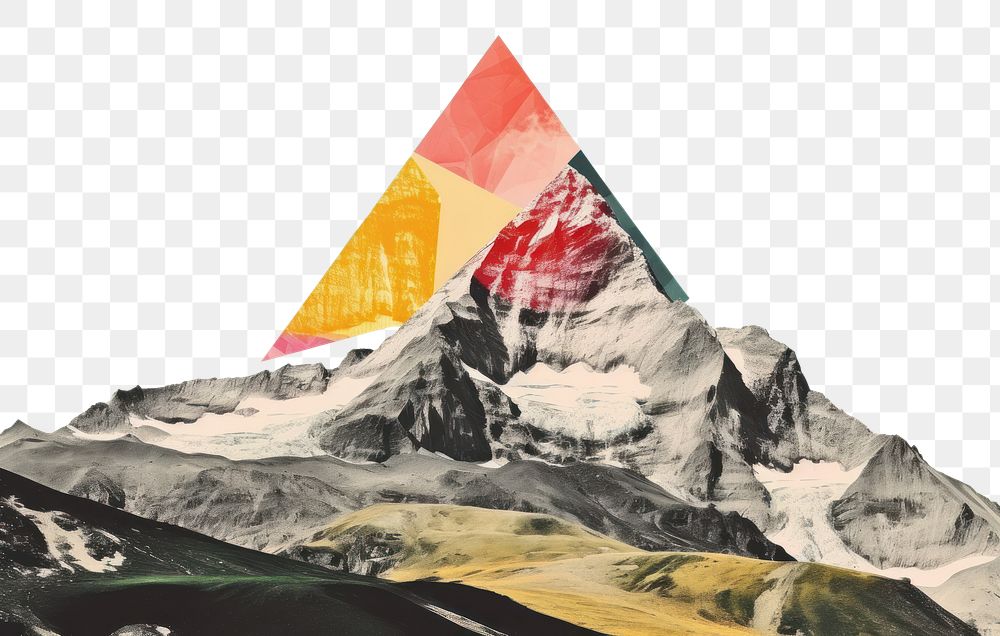 PNG Minimal Collage Retro dreamy of alpine backdrop mountain outdoors nature.
