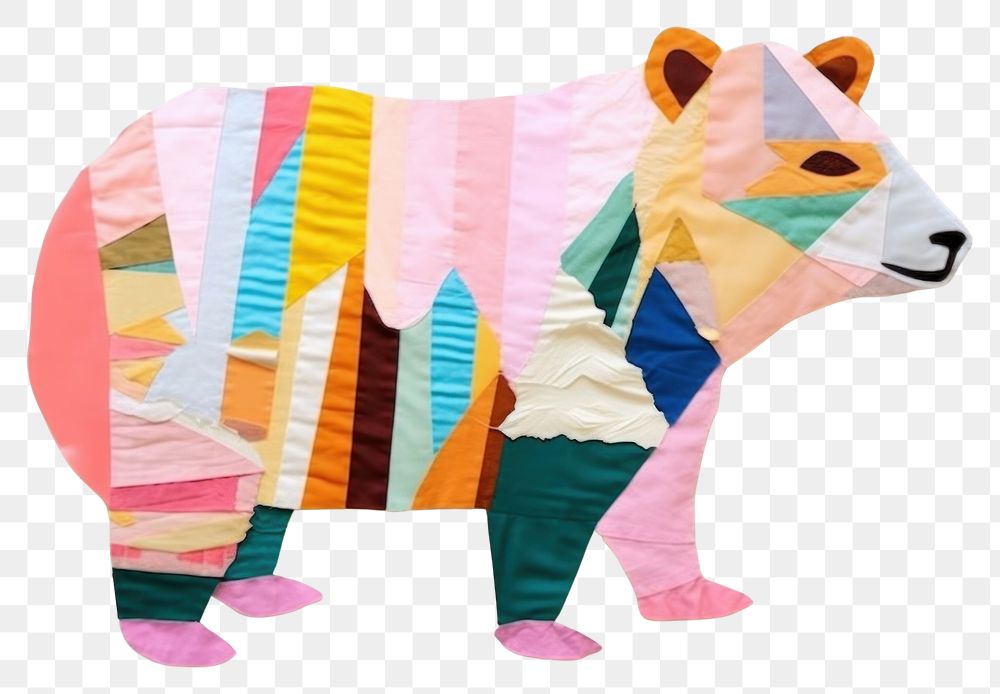 PNG  Simple abstract fabric textile illustration minimal of a bear art pattern representation.