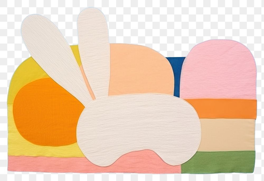 PNG  Simple abstract fabric textile illustration minimal of a rabbit art painting pattern.