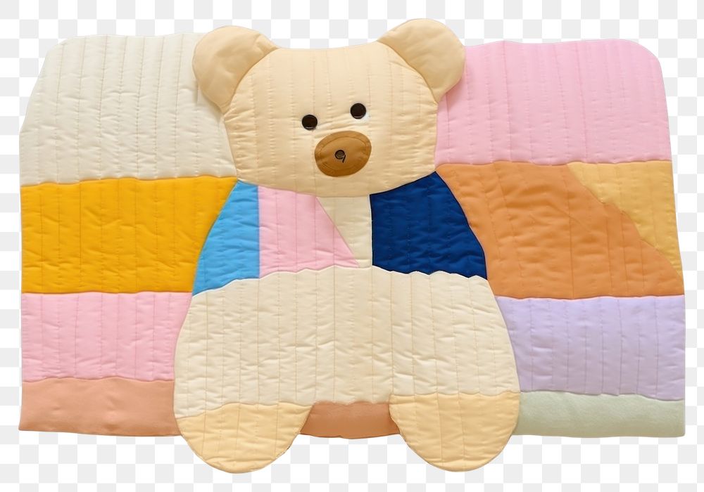 PNG  Simple abstract fabric textile illustration minimal of a teddy bear patchwork pattern quilt.
