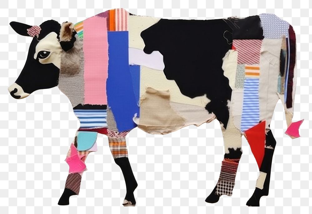 PNG  Simple abstract fabric textile illustration minimal of a cow livestock cattle mammal