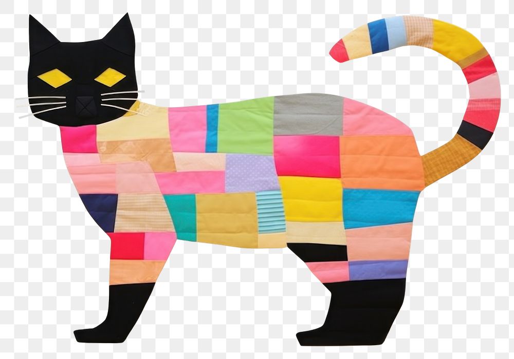 PNG  Simple abstract fabric textile illustration minimal of a cat mammal animal quilt.