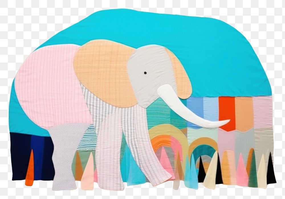 PNG  Simple abstract fabric textile illustration minimal of a elephant art wildlife painting.
