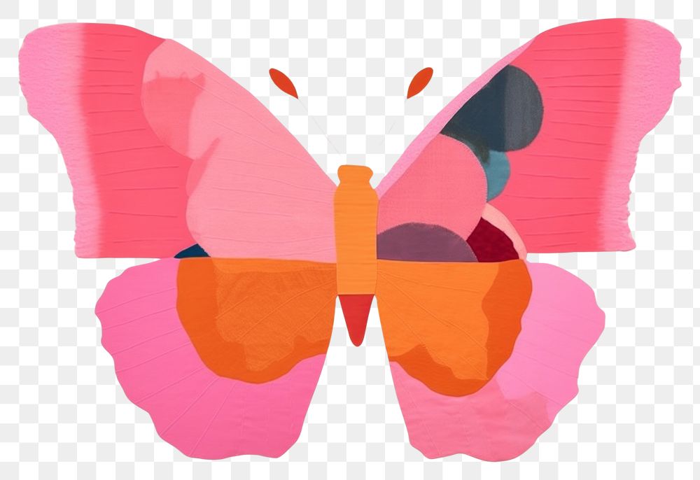 PNG  Simple abstract fabric textile illustration minimal of a butterfly art painting animal.