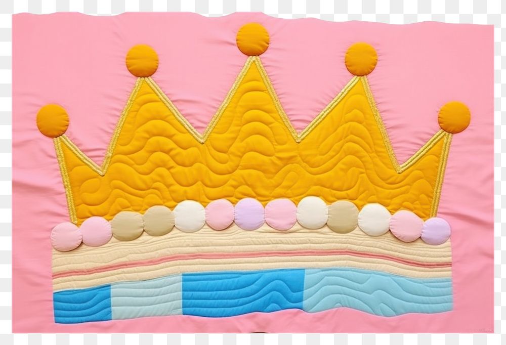PNG  Simple abstract fabric textile illustration minimal of a crown art quilt representation.