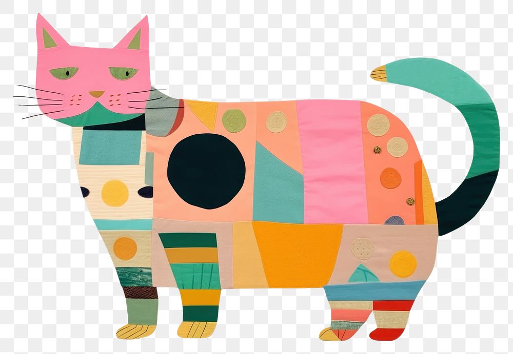 PNG  Simple abstract fabric textile illustration minimal of a cat art pattern mammal.