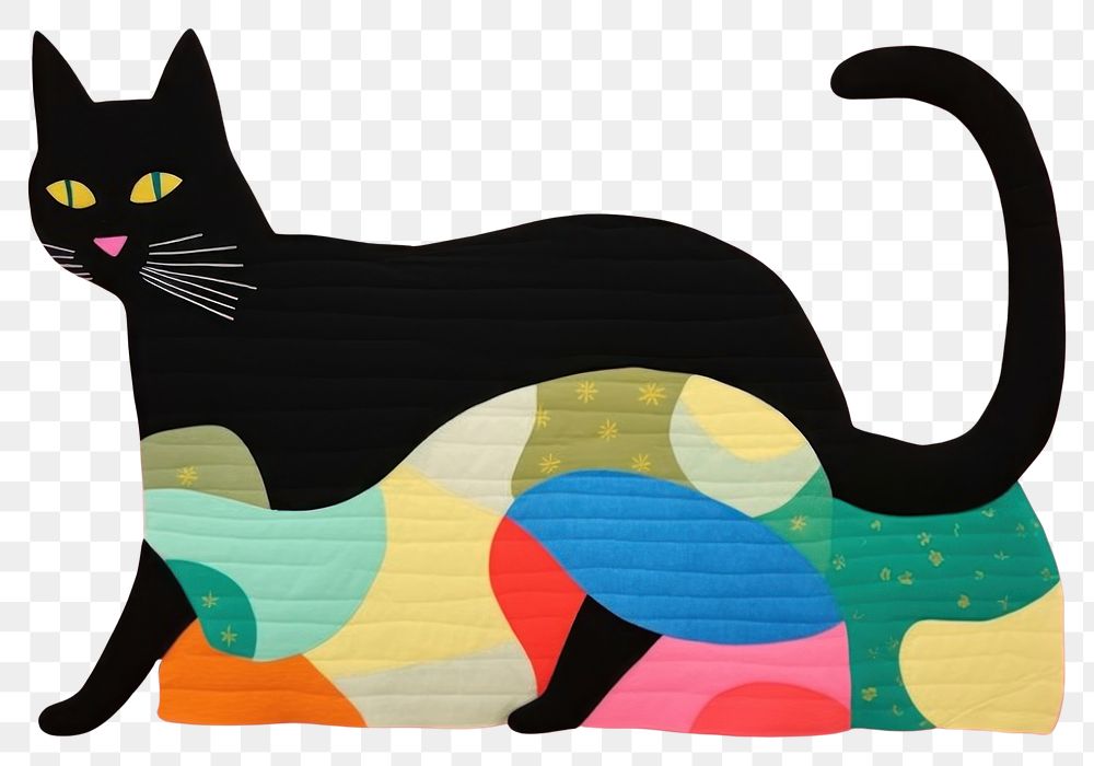 PNG  Simple abstract fabric textile illustration minimal of a cat pattern animal mammal.