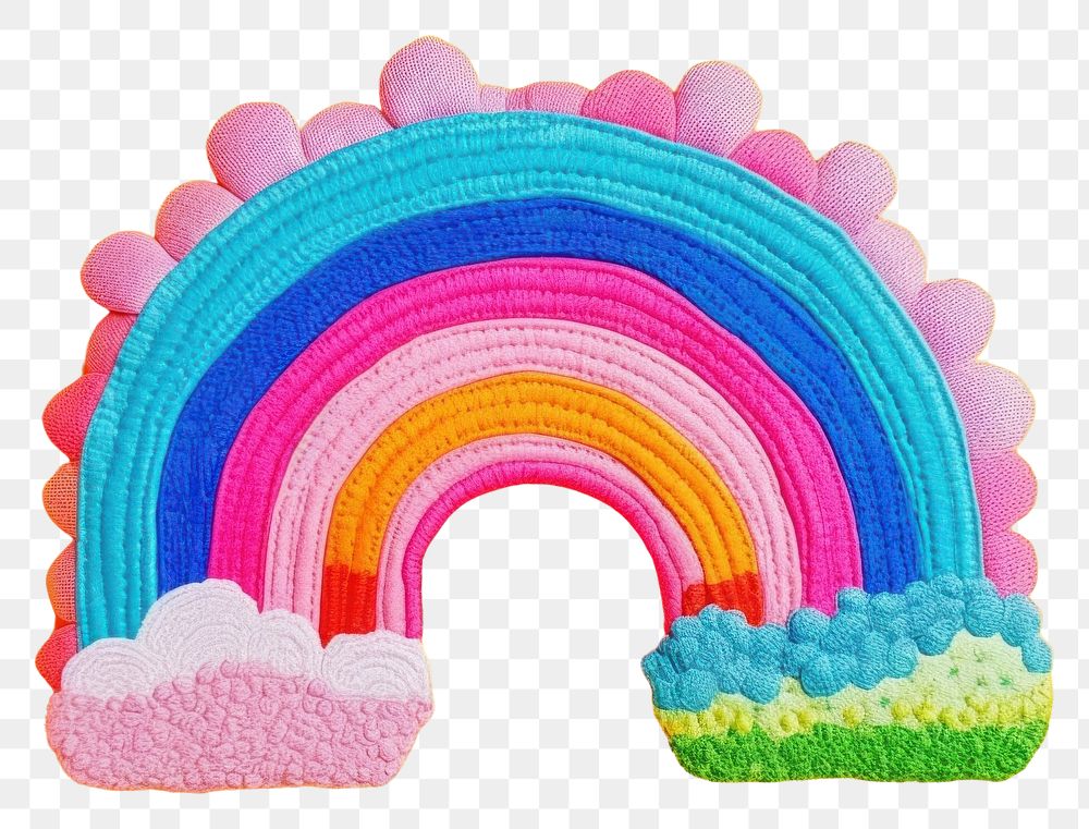PNG  Simple fabric textile illustration minimal of a rainbow art confectionery creativity.