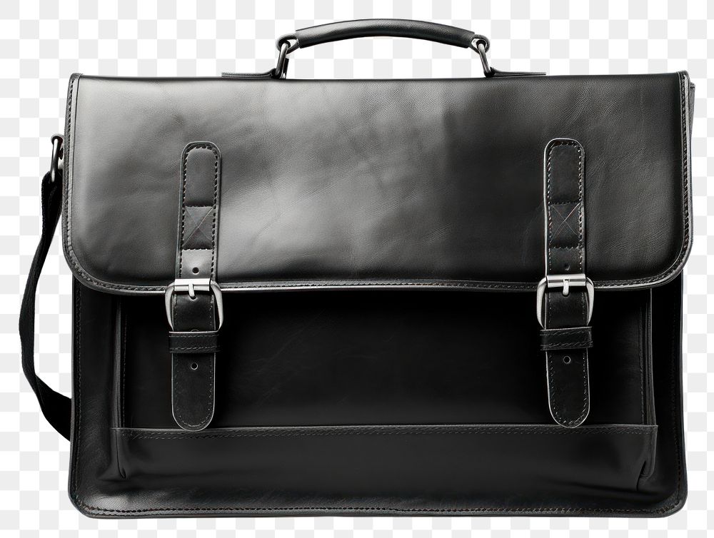 PNG Black leather bag briefcase handbag white background.