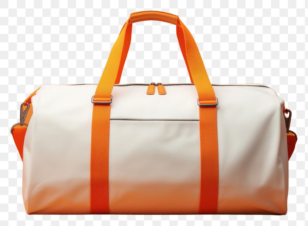 PNG  Duffle bag mockup handbag orange background accessories.
