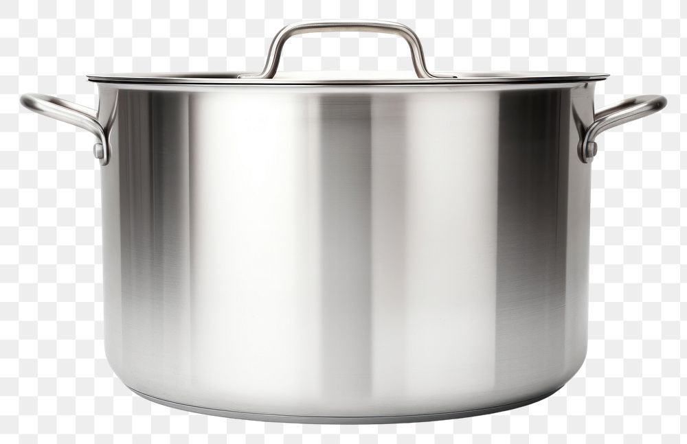 PNG Stainless steel cooking pot white background appliance saucepan.