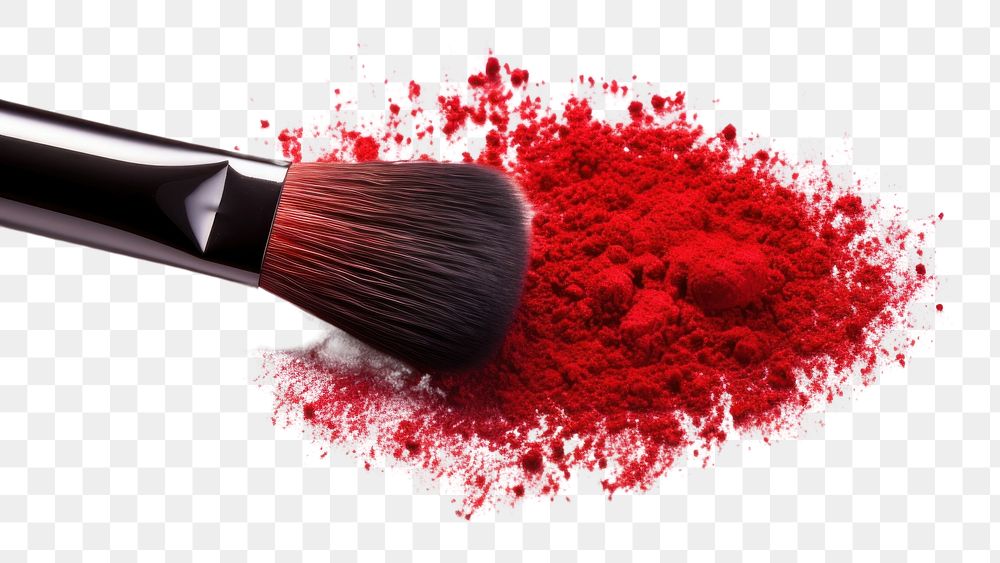 PNG Makeup brush cosmetics powder red.