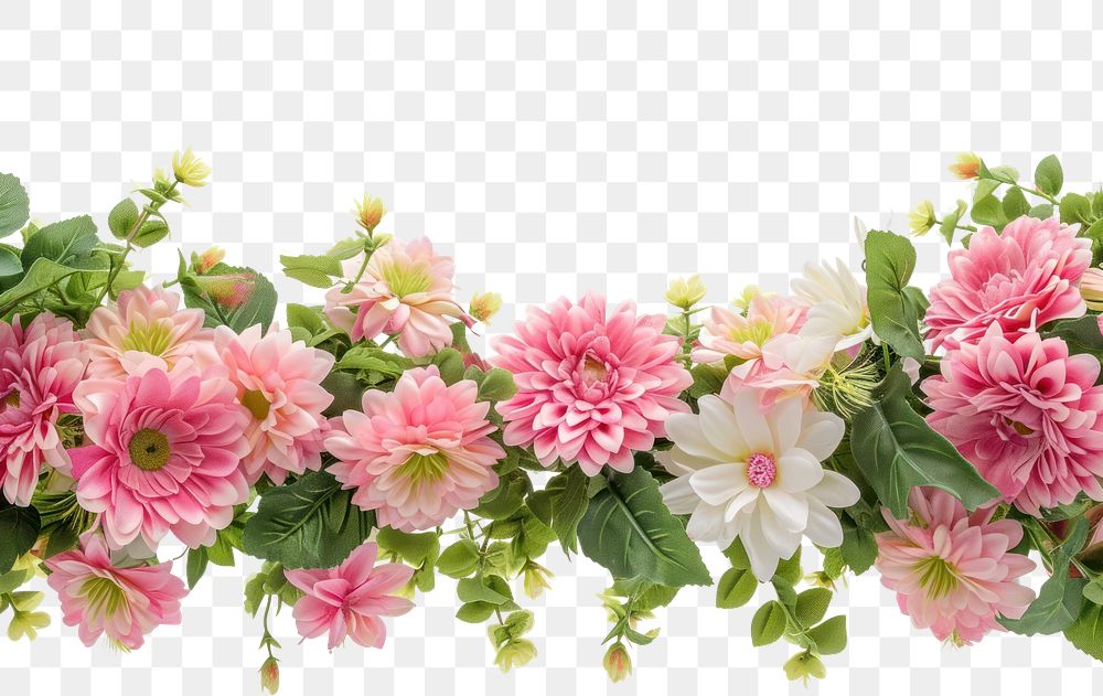 PNG Garland flower border plant blossom dahlia.