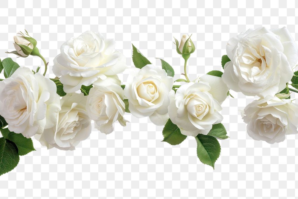 PNG White roses border flower plant blossom.