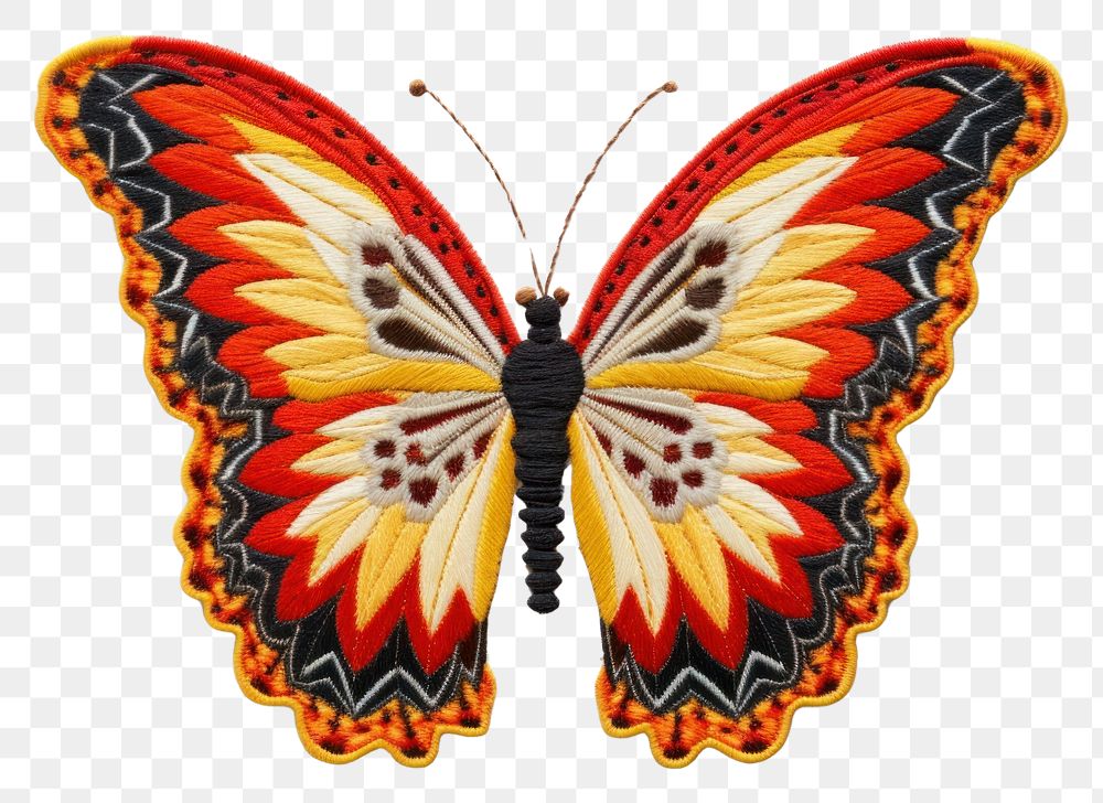 PNG Butterfly in embroidery style pattern animal insect.