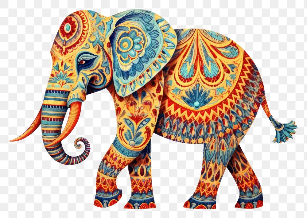PNG Elephant in embroidery style mammal animal art
