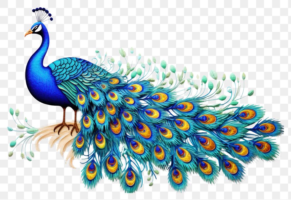 PNG The peacock in embroidery style animal bird creativity.