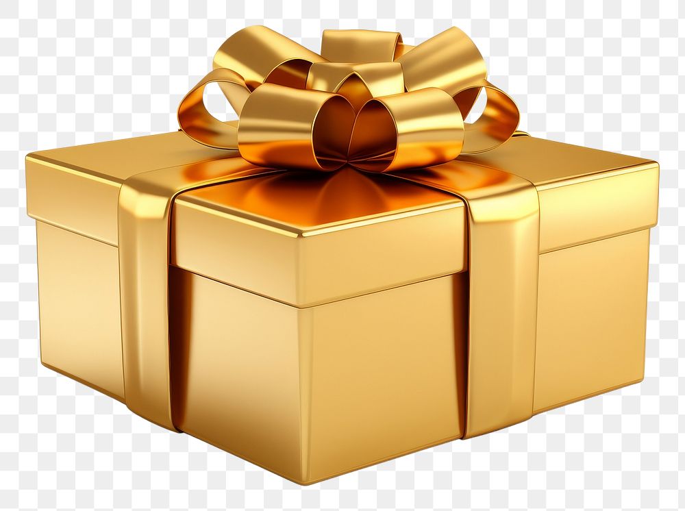 PNG Gift box gold white background celebration.