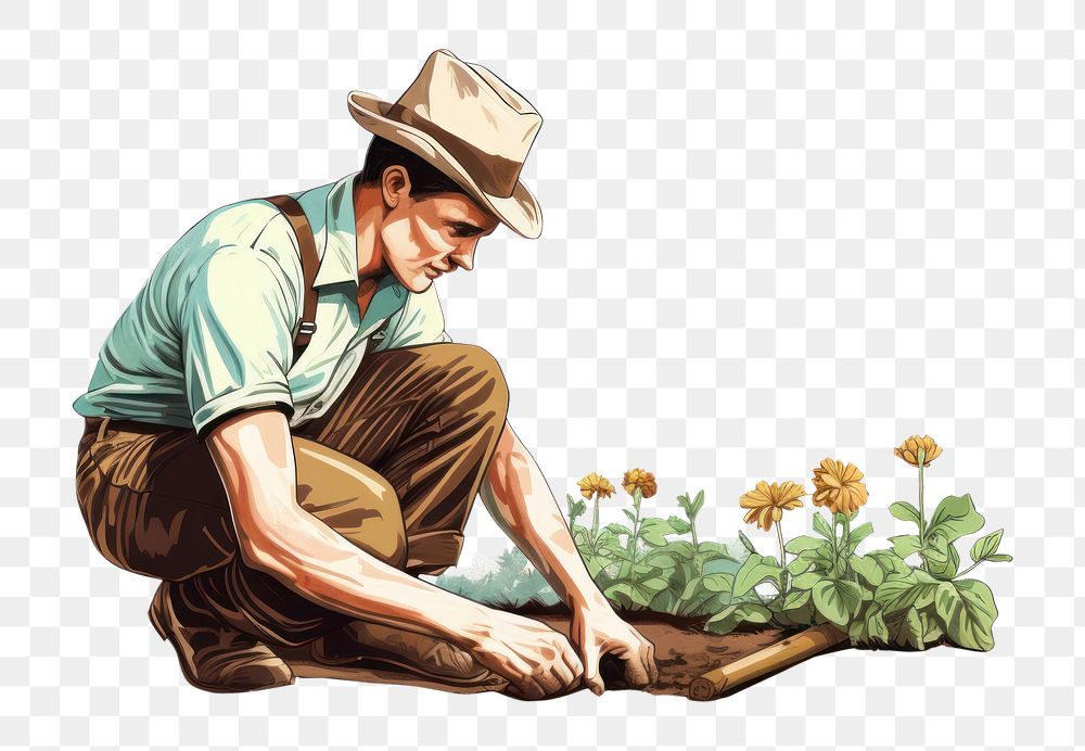 PNG  Person gardening outdoors nature adult. AI generated Image by rawpixel.