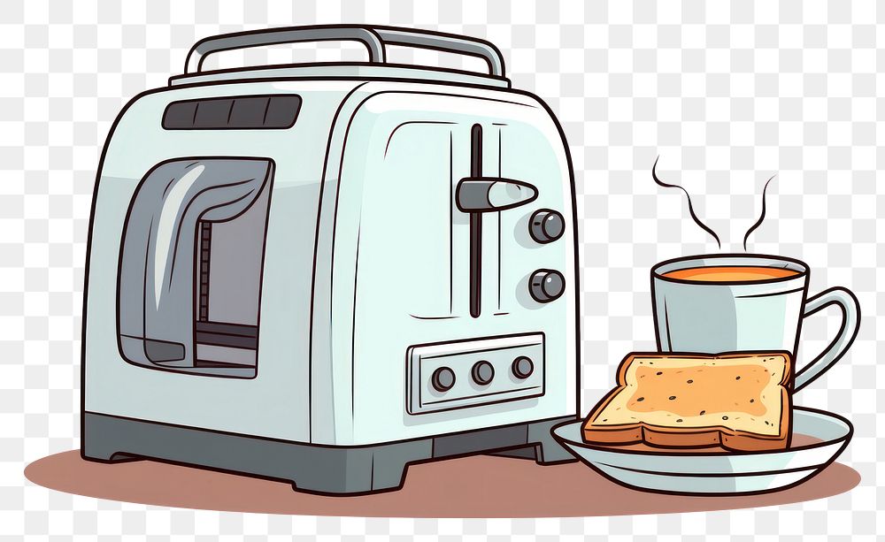 PNG Coffee machine toast cartoon mug.