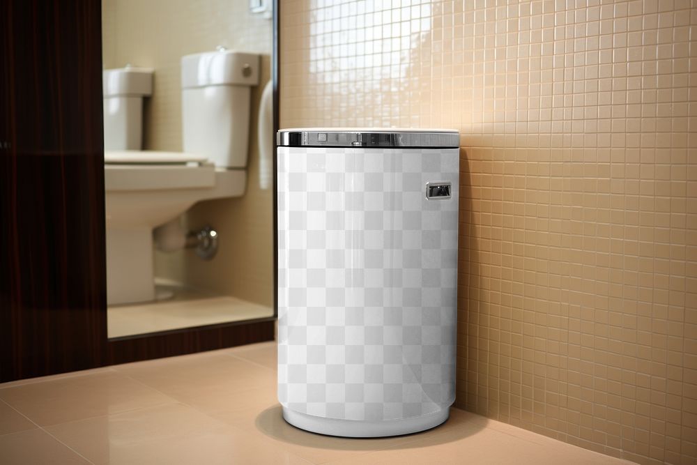 Toilet trash bin png mockup, transparent design
