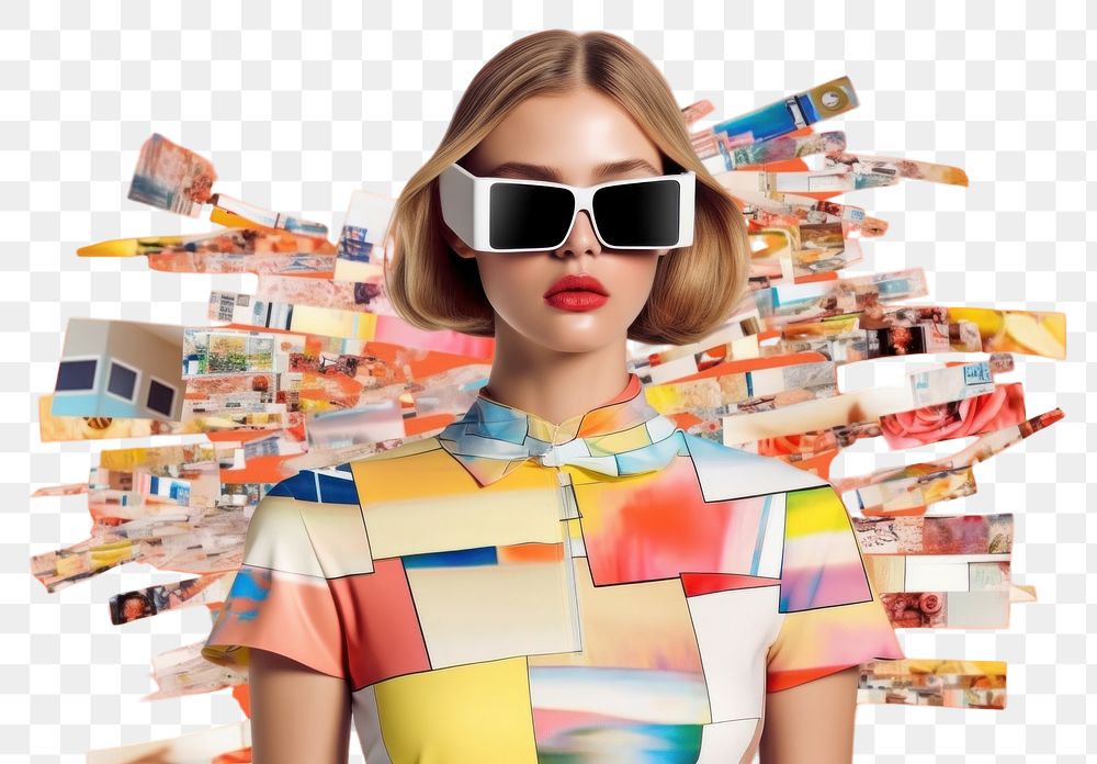 PNG  Collage Retro dreamy fashion tech editorial sunglasses collage adult.