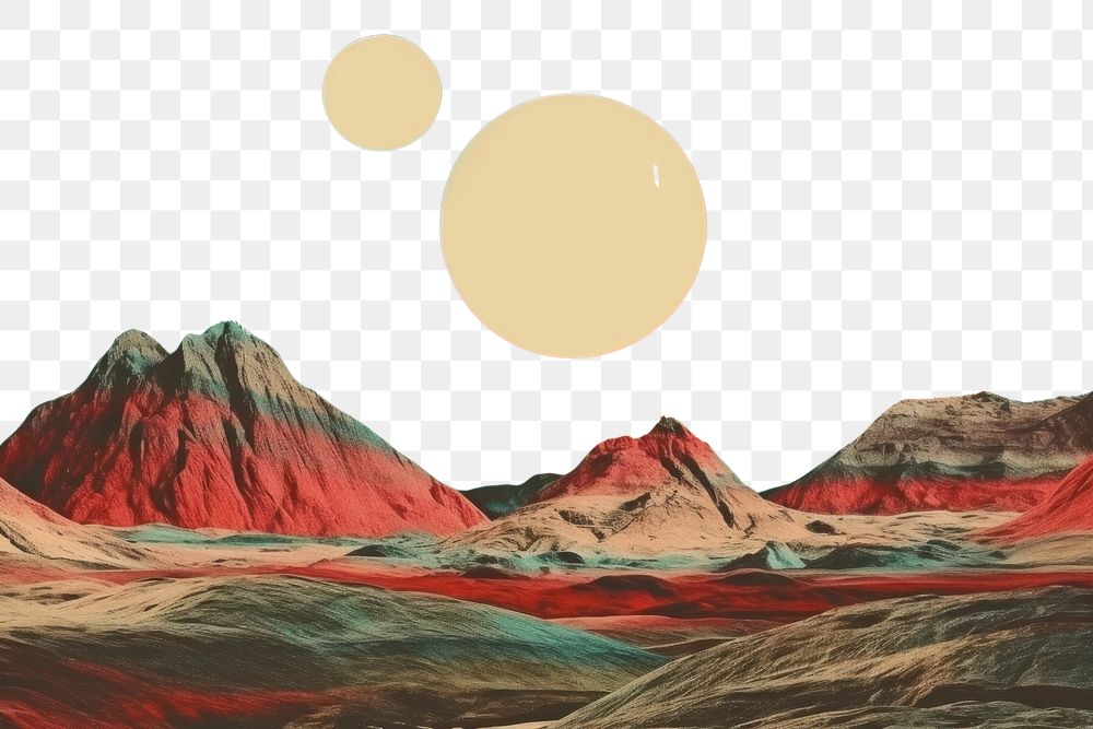 PNG  Collage Retro dreamy of mars landscape astronomy mountain nature.