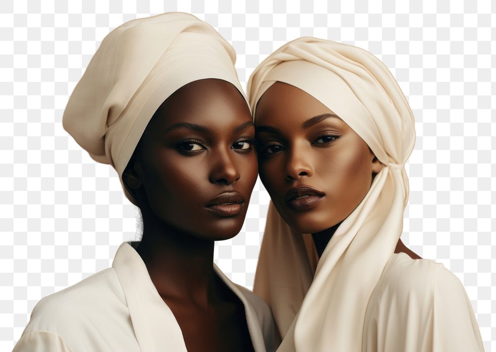 PNG Two african woman in wedding photography portrait turban.