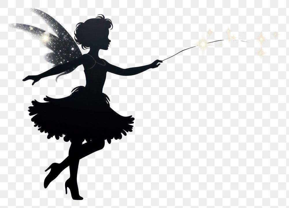 PNG Fairy silhouette dancing white background. AI generated Image by rawpixel.