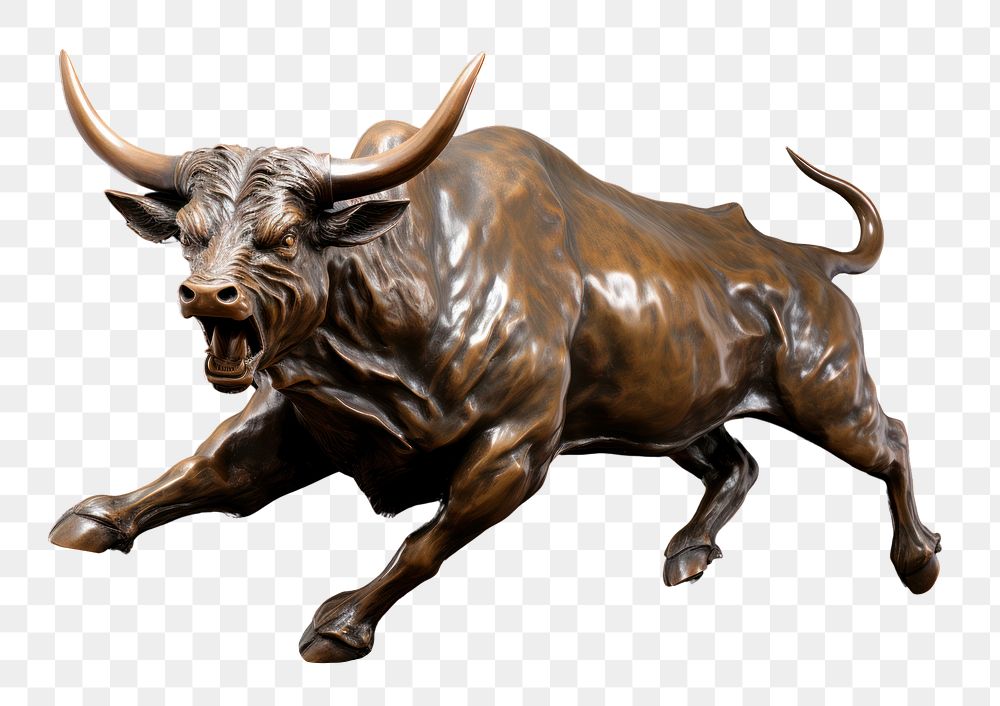 PNG Charging Bull Sculpture livestock sculpture cattle. AI generated Image by rawpixel.