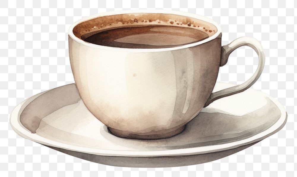 PNG Coffee cup Watercolor illustration saucer drink. AI generated Image by rawpixel.