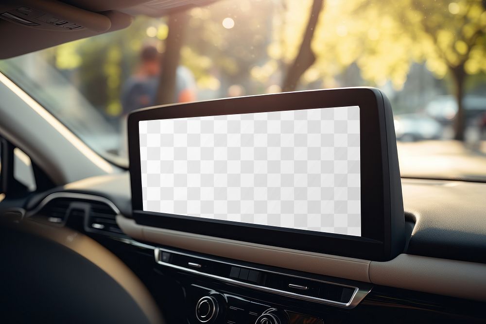 Car screen png mockup, transparent design