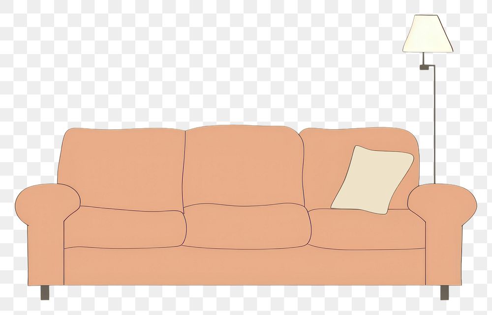 PNG  Illustration of sofa furniture lamp comfortable.
