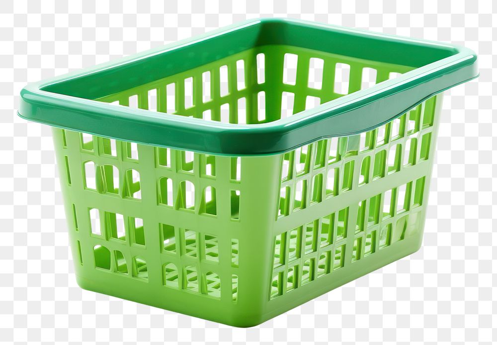 PNG Green plastic shopping basket white background container rectangle.