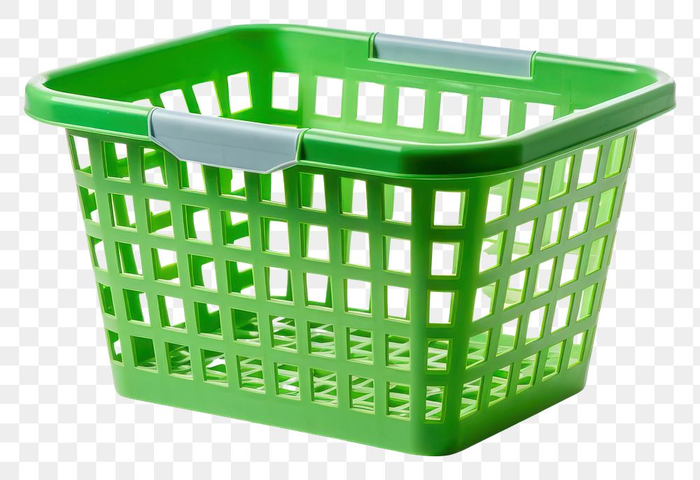 PNG Green plastic shopping basket white background container rectangle.