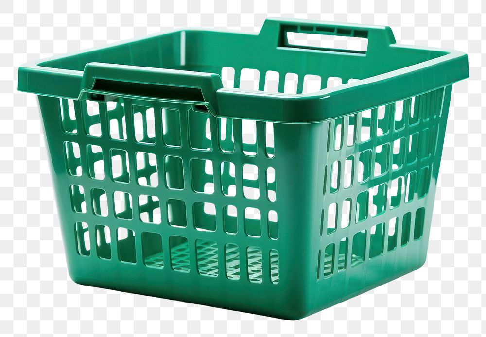 PNG Green plastic shopping basket white background container furniture.