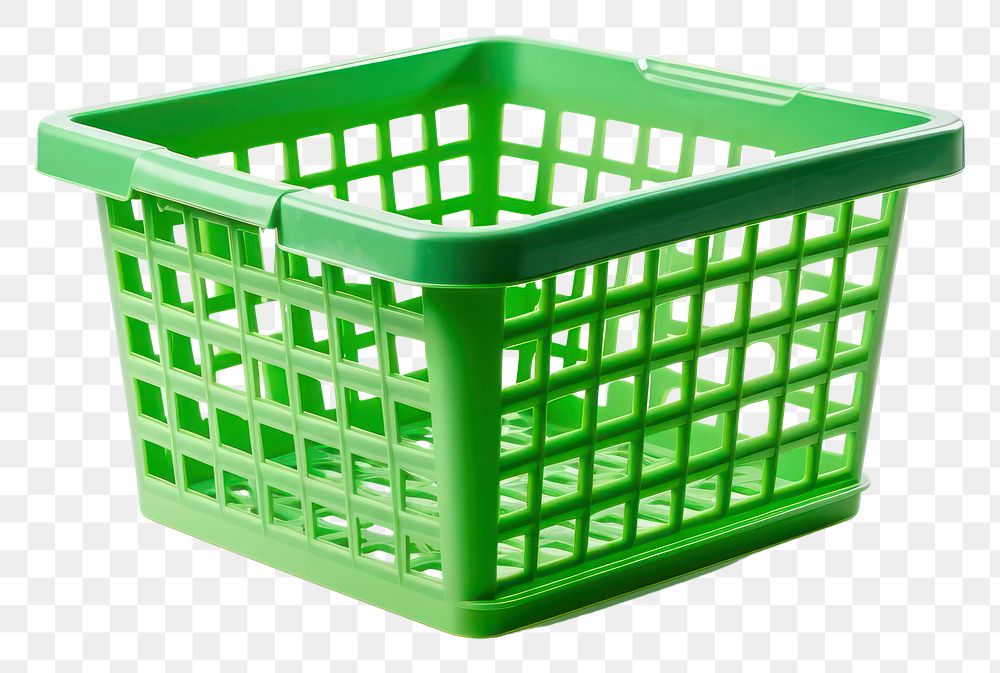 PNG Green plastic shopping basket white background container furniture.