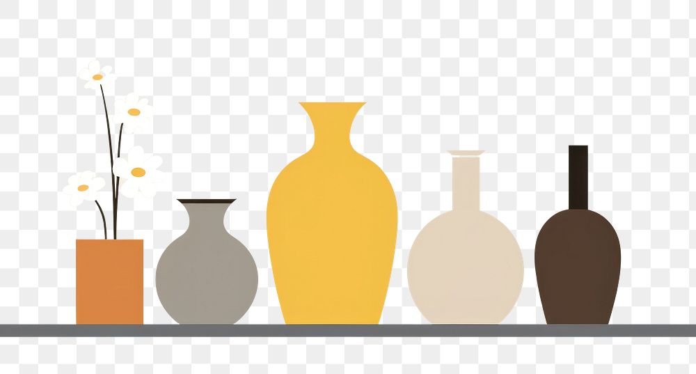 PNG  Illustration of vase pots border art pottery jar.