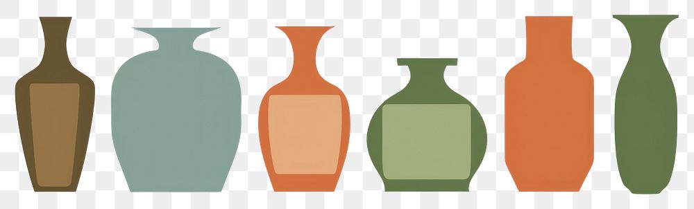 PNG  Illustration of vase pots border pottery art arrangement.