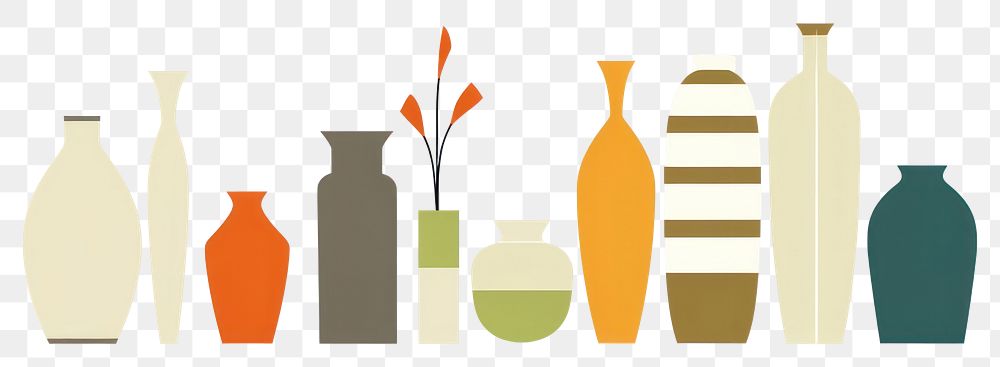 PNG  Illustration of vases border jar art arrangement.