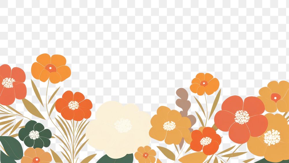 PNG  Illustration of a flowers border pattern plant art.