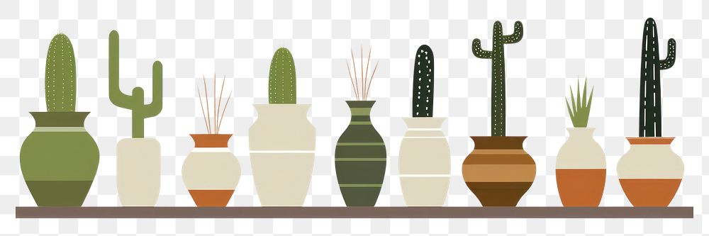 PNG  Illustration of cactus pots border plant arrangement houseplant.