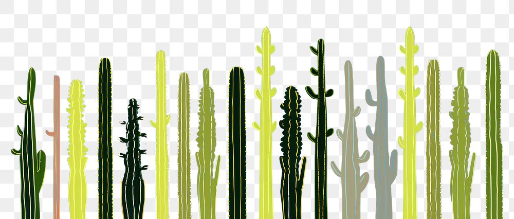 PNG  Illustration of cactus tress border plant outdoors nature.