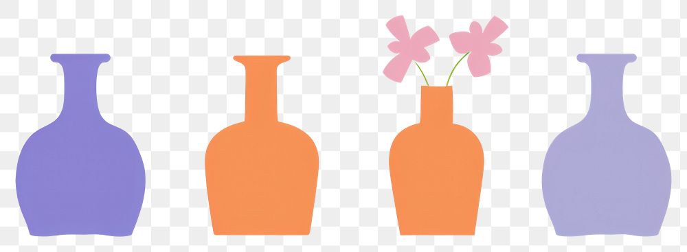 PNG  Illustration of flower vases border art pottery arrangement.