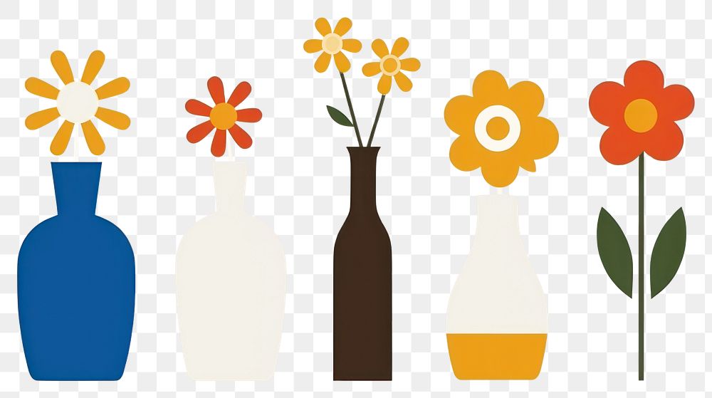 PNG  Illustration of flower vases border art arrangement decoration.