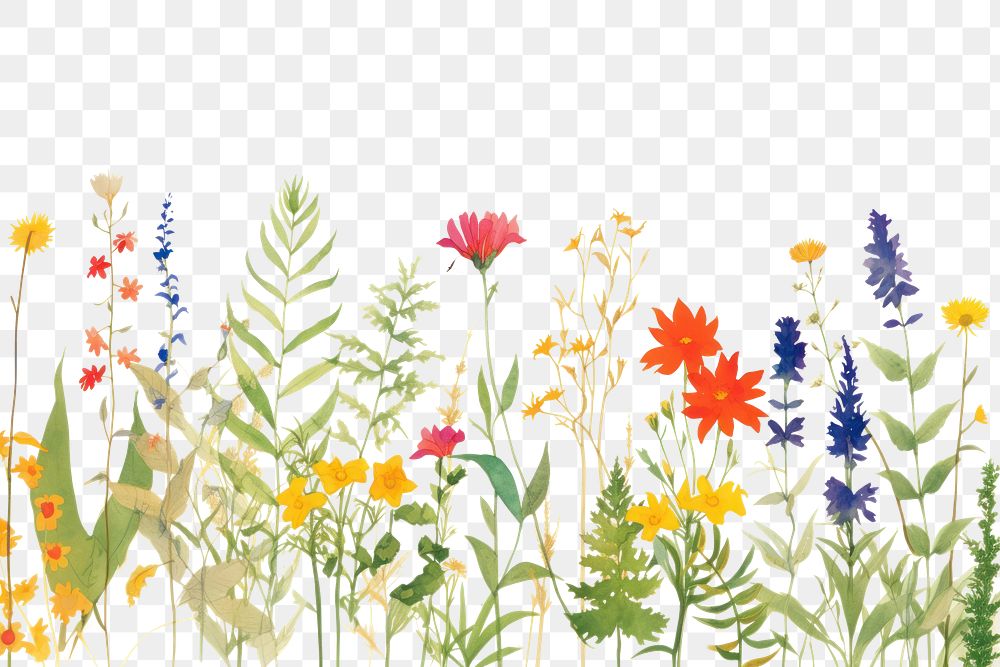 PNG Botanical flowers backgrounds outdoors pattern.