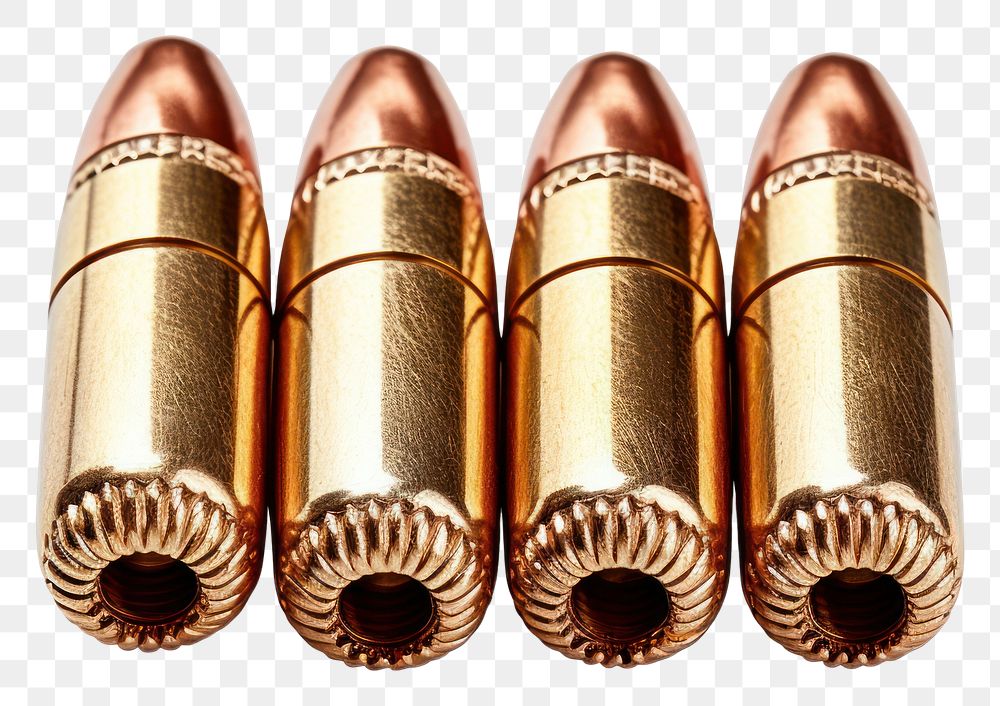 PNG Three Handgun Bullets bullet ammunition white background.