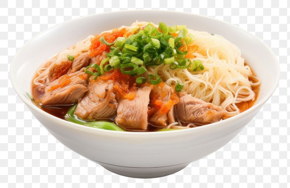 PNG Barbecue Pork Noodles Soup Hong Kong Style noodle soup food.